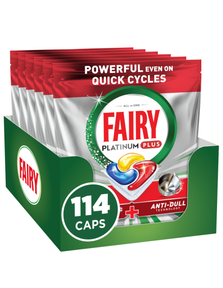 Fairy Platinum Plus All in One’i Nõudepesumasina Tabletid Lemon, 114 tk (6x19tk)