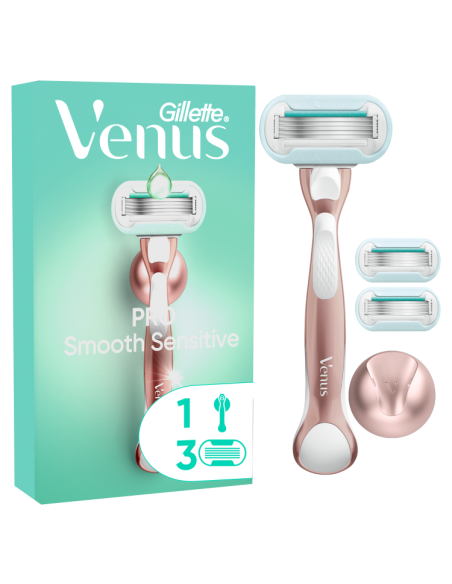 Gillette Venus Pro Smooth Sensitive Raseerija, 3 Vahetustera