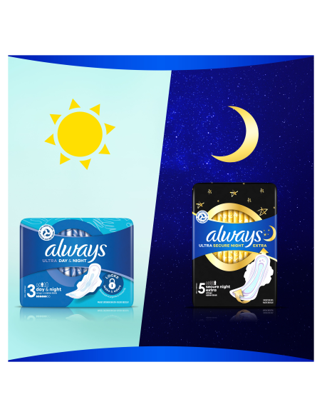 Always Ultra Secure Night hügieenisidemed tiibadega 66 tk (suurus 4)