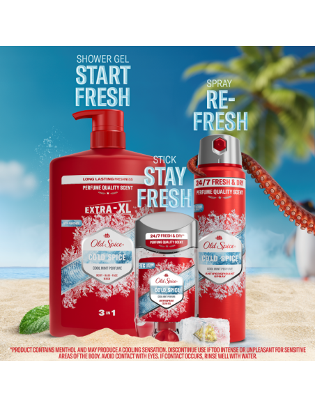 KAST 4 tk! Old Spice Cold Spice meeste dušigeel ja šampoon, 1000 ml
