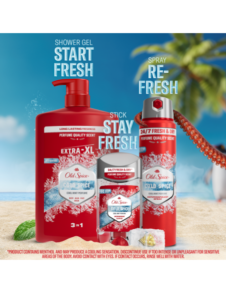 Old Spice Cold Spice meeste dušigeel ja šampoon, 1000 ml
