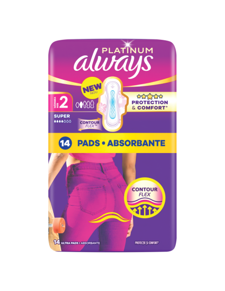 Always Platinum Super Size 2 Hügieenisidemed Tiibadega, 14 tk
