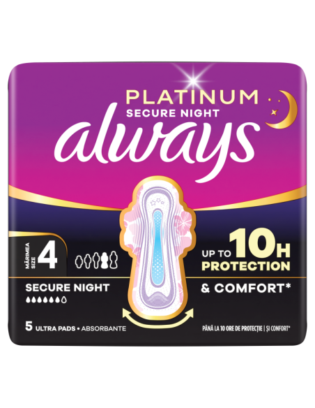 Always Platinum Secure Night hügieenisidemed tiibadega nr 4 (5 tk)