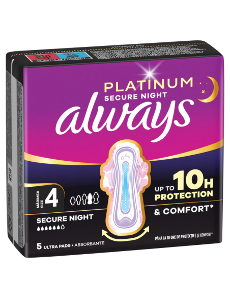 KAST 18 tk! Always Platinum Secure Night hügieenisidemed tiibadega nr 4 (5 tk)