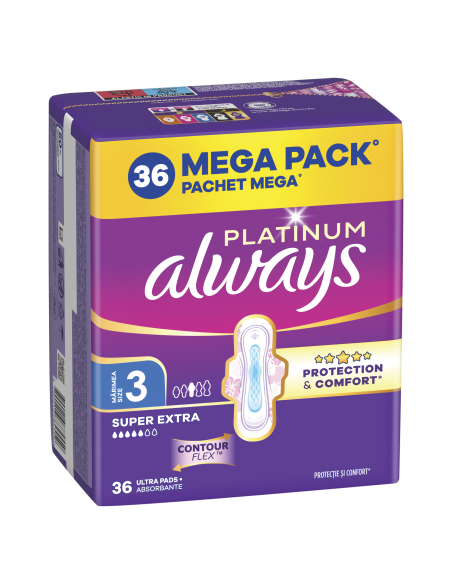 KAST 3 tk! Always Platinum Super Extra hügieenisidemed tiibadega nr 3 (36 tk)