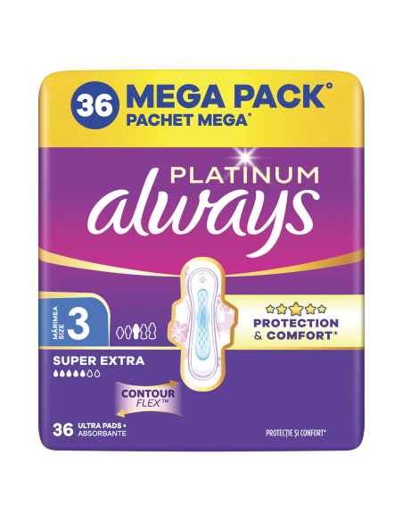 KAST 3 tk! Always Platinum Super Extra hügieenisidemed tiibadega nr 3 (36 tk)