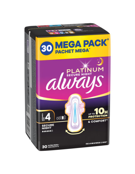 KAST 6 tk! Always Platinum Secure Night hügieenisidemed tiibadega nr 4 (30 tk)