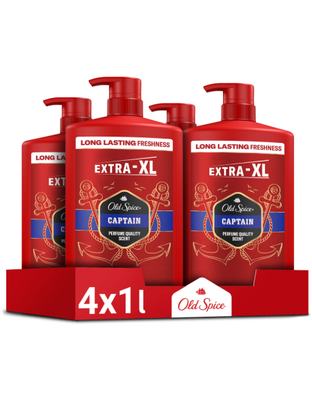 Old Spice Captain Meeste Dušigeel Ja Šampoon, 4x1000 ml