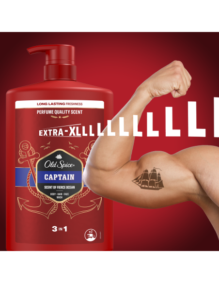 Old Spice Captain Meeste Dušigeel Ja Šampoon, 4x1000 ml