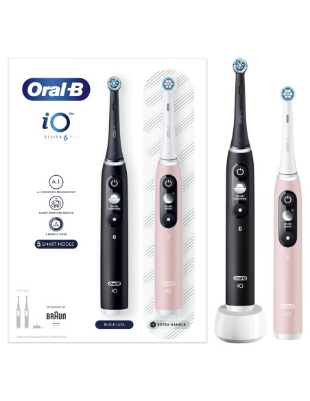 DC! iOM6d.2J6 Oral-B iO6 Duo Pack elektriline hambahari Black + Pink Sand Extra Käepide