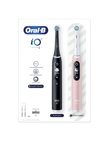 DC! iOM6d.2J6 Oral-B iO6 Duo Pack elektriline hambahari Black + Pink Sand Extra Käepide