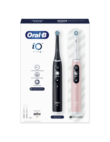 DC! iOM6d.2J6 Oral-B iO6 Duo Pack elektriline hambahari Black + Pink Sand Extra Käepide