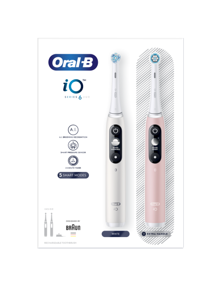 DC! iOM6d.2I6.1 Oral-B iO6 Duo Pack elektriline hambahari White + Pink Sand Extra Käepide