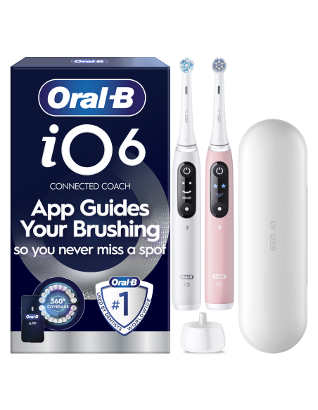 Oral-B iO6 Duo Pack elektriline hambahari White + Pink Sand Extra käepide + tc