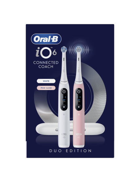 Oral-B iO6 Duo Pack elektriline hambahari White + Pink Sand Extra käepide + tc