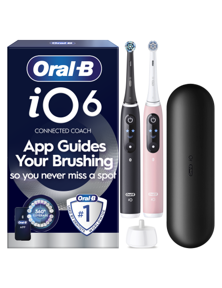 Oral-B iO6 Duo Pack elektriline hambahari Black + Pink Sand Extra Käepide +TC