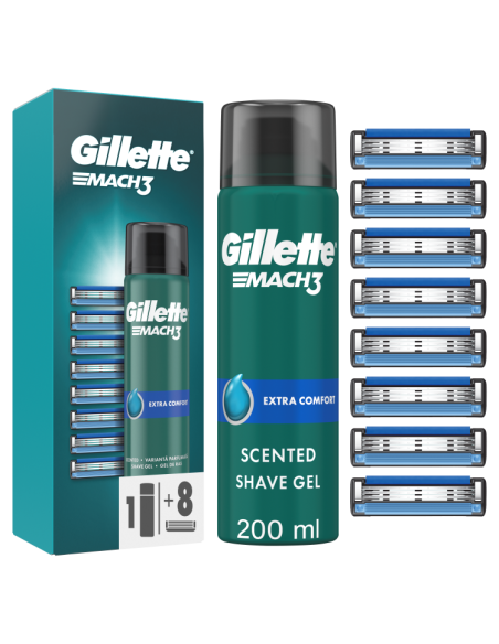 Gillette Mach3 Raseerija Terad, 8 tk + Mach3 geel 200ml