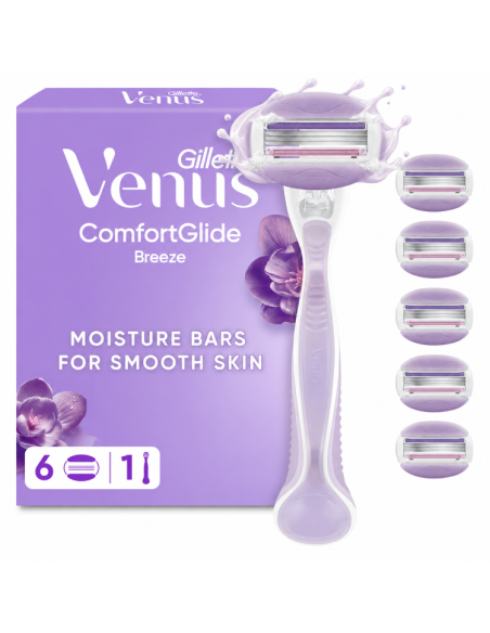 Gillette Venus ComfortGlide Breeze Raseerija + Varuterad 6 tk