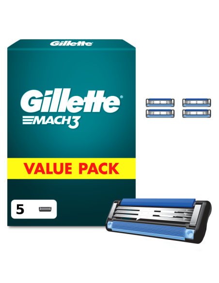 Gillette Mach3 Meeste Raseerija Varuterad, 5 tk