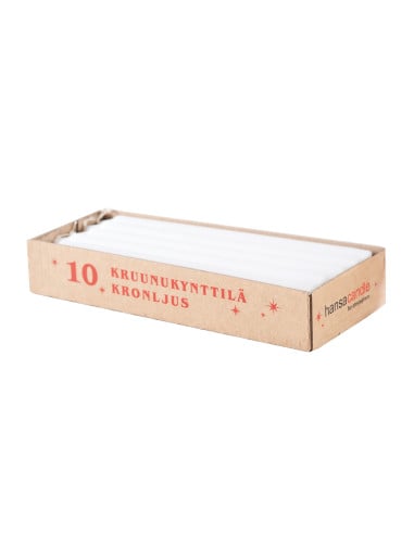 Kroonküünal 24 cm 9h 10 tk valge