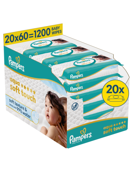 Pampers Aqua Soft Touch niisked beebisalvrätid 20 pk (1200 tk)