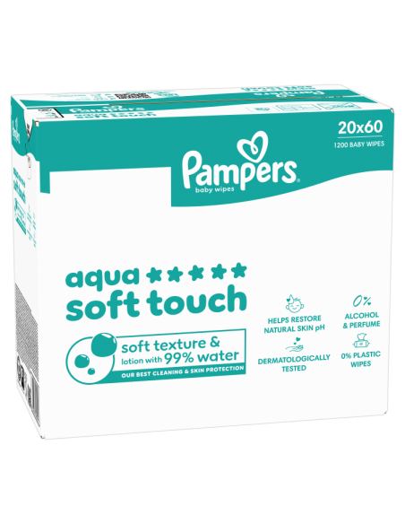 Pampers Aqua Soft Touch niisked beebisalvrätid 20 pk (1200 tk)