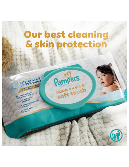 Pampers Aqua Soft Touch niisked beebisalvrätid 1 pk (60 tk)