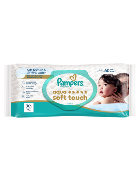 Pampers Aqua Soft Touch niisked beebisalvrätid 1 pk (60 tk)