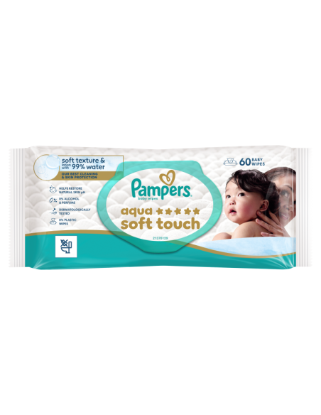 KAST 12 tk! Pampers Aqua Soft Touch niisked beebisalvrätid 1 pk (60 tk)