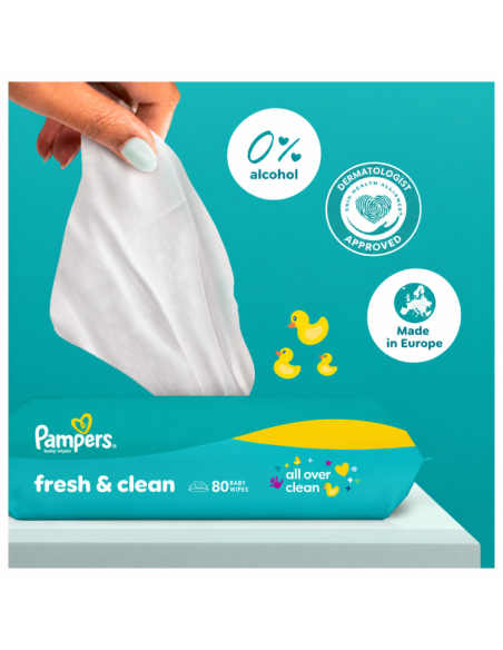 Pampers Fresh Clean Plastic Free Niisked Beebisalvrätid, 24 Pakki, 1248 Niisket Salvrätikut