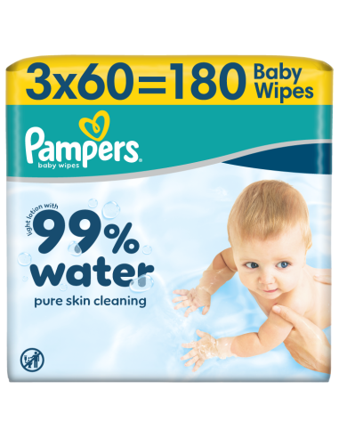 Pampers Aqua niisked beebisalvrätid 3 pk (180 tk)