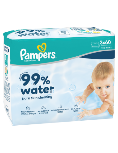 Pampers Aqua niisked beebisalvrätid 3 pk (180 tk)