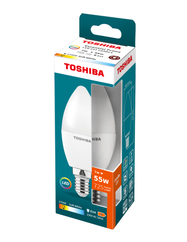 Toshiba LED 7W (55W) E14 soe valge C37 matt...