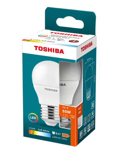 Toshiba LED 7W (55W) E27 soe valge G45 matt...