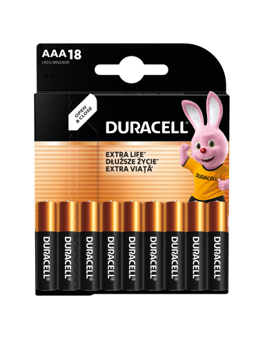 Duracell patarei AAA/MN2400 18 tk megapakk