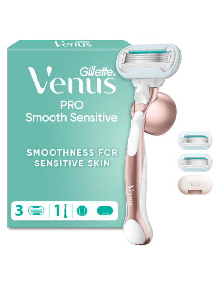 Gillette Venus Pro Smooth Sensitive Raseerija, 3 Vahetustera
