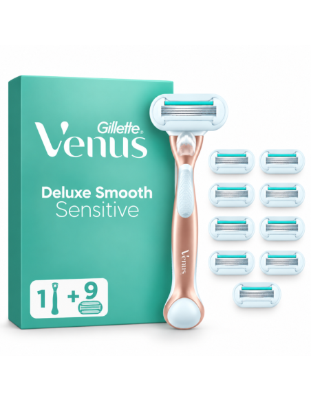 Gillette Venus Deluxe Smooth Sensitive Rosegold Raseerija + 9 Tera