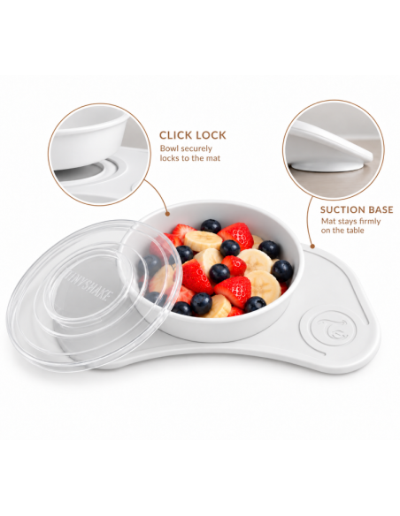 Twistshake Click-Mat Mini iminapaga lauamatt ja taldrik, valge