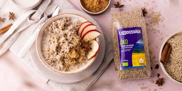 Kreemjas riisipuder täisterariisist